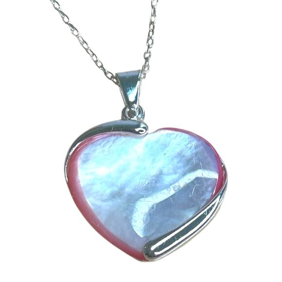 Rainbow Moonstone Heart Sterling Silver 925 Necklace - Picture 1 of 7
